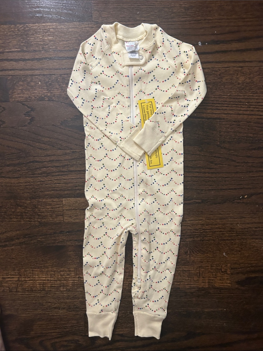 Hanna Andersson Cream Footie One-Piece with Multicolor Dot Garlands